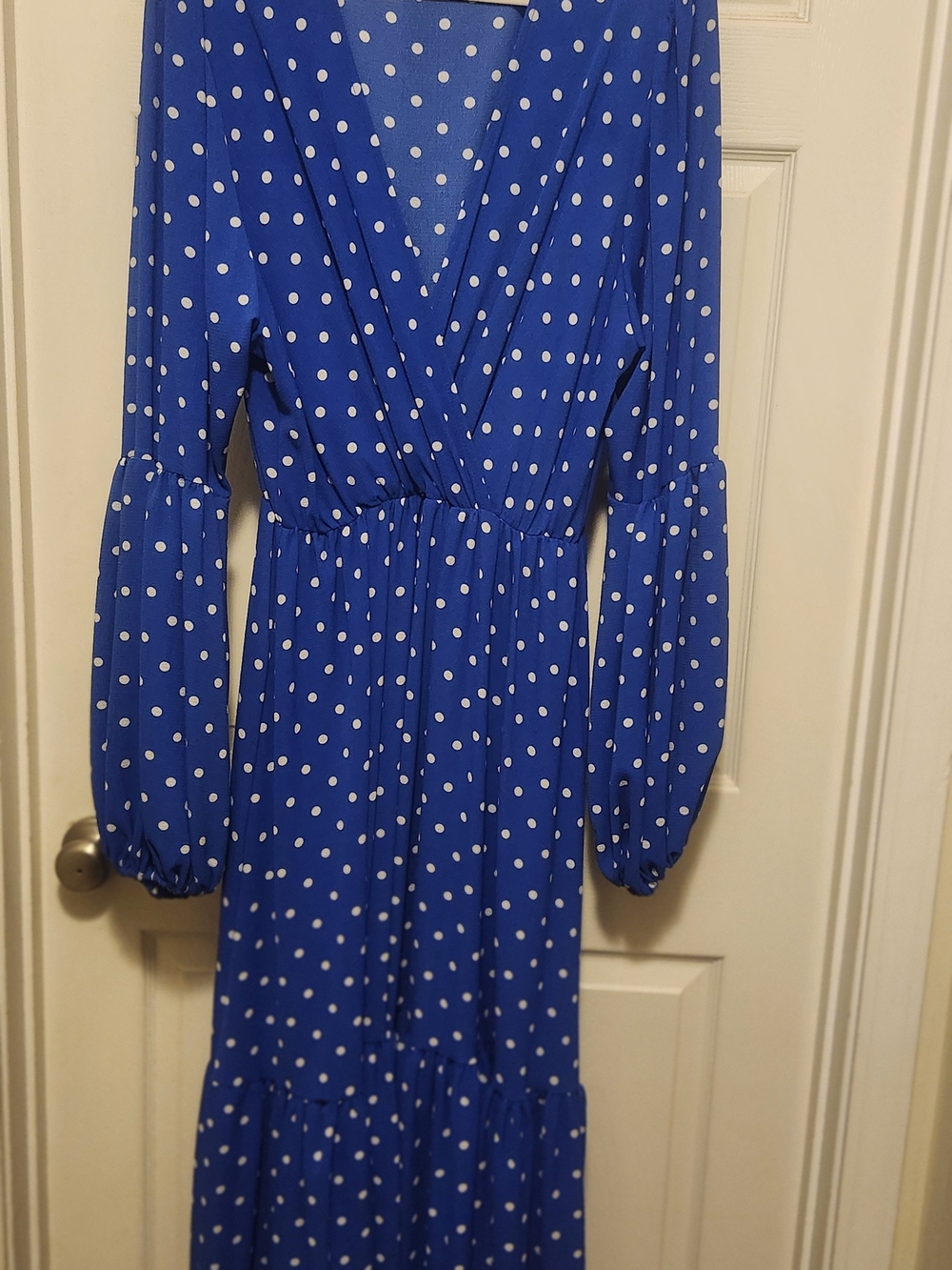 Blue Polka Dot Maxi Dress